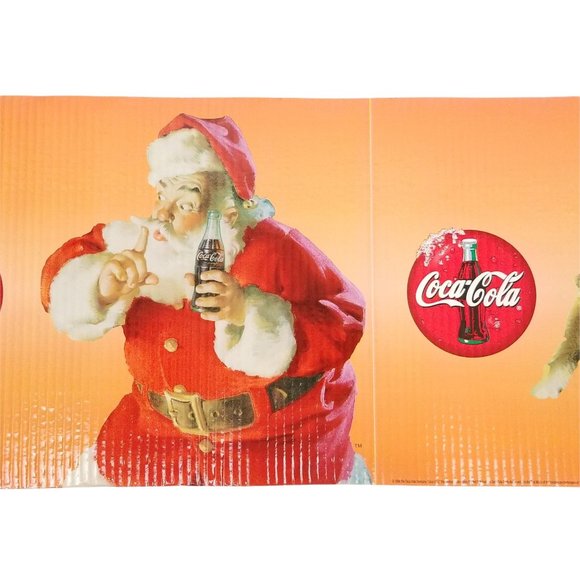 Vtg Coca Cola Christmas Santa Scottie Dog Corrugated Banner Shelf Display 24 Ft - Picture 3 of 10